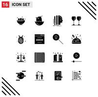 16 Creative Icons Modern Signs and Symbols of hotel glasses happy glass size Editable Vector Design Elements