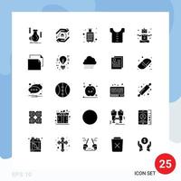 Modern Set of 25 Solid Glyphs and symbols such as people shirt baggage clothes travel Editable Vector Design Elements