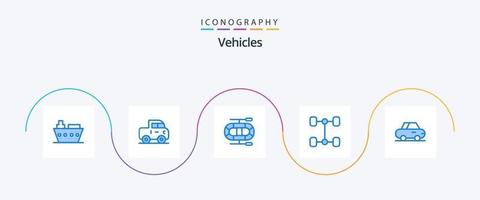 Paquete de 5 íconos azules de vehículos que incluye . bote. coche de turismo vector