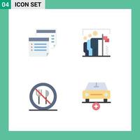 4 Flat Icon concept for Websites Mobile and Apps note position plan team food Editable Vector Design Elements