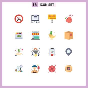 16 User Interface Flat Color Pack of modern Signs and Symbols of art science website food signboard Editable Pack of Creative Vector Design Elements
