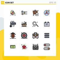 User Interface Pack of 16 Basic Flat Color Filled Lines of media factory bag energy fan Editable Creative Vector Design Elements