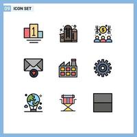 Set of 9 Modern UI Icons Symbols Signs for setting industry economist factory valentine Editable Vector Design Elements