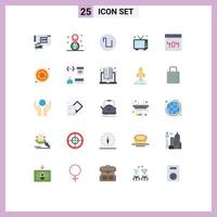 Pack of 25 Modern Flat Colors Signs and Symbols for Web Print Media such as color page square interface tv Editable Vector Design Elements