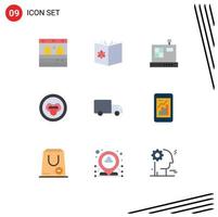 Stock Vector Icon Pack of 9 Line Signs and Symbols for transport delivery cashbox science lab Editable Vector Design Elements