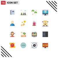 Set of 16 Modern UI Icons Symbols Signs for profile impostor irish avatar list Editable Pack of Creative Vector Design Elements