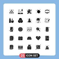 25 Creative Icons Modern Signs and Symbols of meteor comet programmer bomb food Editable Vector Design Elements