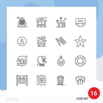 Group of 16 Modern Outlines Set for ui worker favorites man paper Editable Vector Design Elements