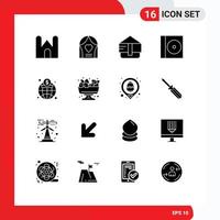 Set of 16 Modern UI Icons Symbols Signs for market economy wedding disc case Editable Vector Design Elements