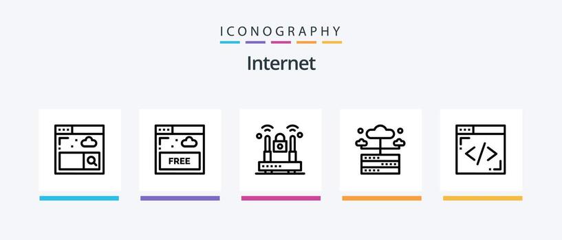 Internet Line 5 Icon Pack Including graph. webcam. coding. video. communications. Creative Icons Design vector