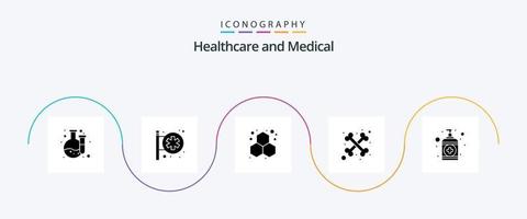 paquete de iconos de glifo médico 5 que incluye atención. jabón. experimento. mano. cruzar vector