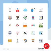 Pictogram Set of 25 Simple Flat Colors of space like clouded markup code Editable Vector Design Elements