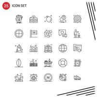 25 User Interface Line Pack of modern Signs and Symbols of love chat picture science explosion Editable Vector Design Elements