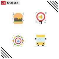 paquete de iconos vectoriales de stock de 4 signos y símbolos de línea para la relación de gestión de seo de hamburguesas elementos de diseño de vectores editables por el usuario