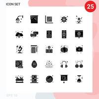 Mobile Interface Solid Glyph Set of 25 Pictograms of cosmetic beauty destination grid edit Editable Vector Design Elements