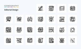 paquete de iconos de línea de diseño editorial 25 vector