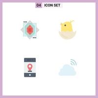 Modern Set of 4 Flat Icons Pictograph of core pin chicken happy cloud Editable Vector Design Elements