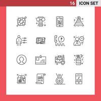 Modern Set of 16 Outlines and symbols such as job abilities device structure career Editable Vector Design Elements