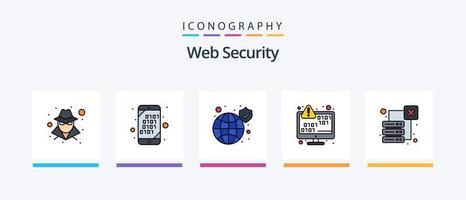 Web Security Line Filled 5 Icon Pack Including classified. credit card. process. card. search. Creative Icons Design vector