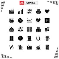 paquete de iconos vectoriales de stock de 25 signos y símbolos de línea para dispositivos de usuario de impresión de corazón elementos de diseño vectorial editables a mano vector