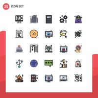 conjunto de 25 iconos de interfaz de usuario modernos símbolos signos para mujer muerta ingeniería dispositivo de rueda dentada inteligente elementos de diseño vectorial editables vector