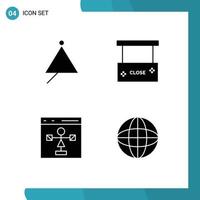 Mobile Interface Solid Glyph Set of 4 Pictograms of audio coding sound board development Editable Vector Design Elements