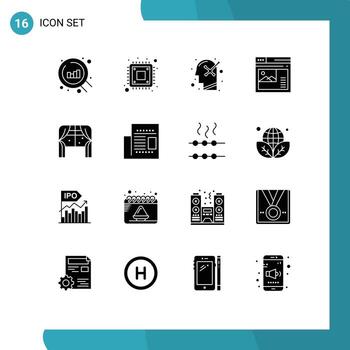 16 Solid Glyph concept for Websites Mobile and Apps home gallery positive website page Editable Vector Design Elements