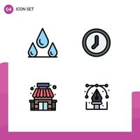 4 Filledline Flat Color concept for Websites Mobile and Apps drops store clock user creative Editable Vector Design Elements