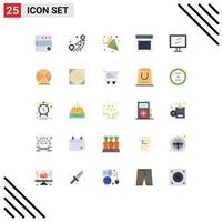 paquete de iconos de vector de stock de 25 signos y símbolos de línea para elementos de diseño de vector editables de comunicación de interfaz de celebración de mensaje de computadora