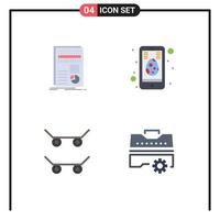 Set of 4 Modern UI Icons Symbols Signs for business skateboard report easter construction Editable Vector Design Elements