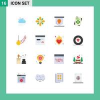 User Interface Pack of 16 Basic Flat Colors of pendulum world hindu passport horror Editable Pack of Creative Vector Design Elements