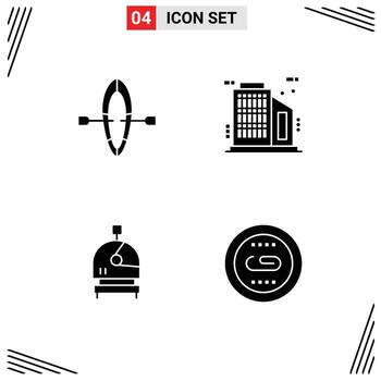 Set of 4 Modern UI Icons Symbols Signs for boat engine building astronaut media Editable Vector Design Elements