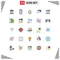 conjunto de 25 iconos de interfaz de usuario modernos símbolos signos para barra mensaje anillo educación amor elementos de diseño vectorial editables vector