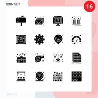 Pack of 16 creative Solid Glyphs of hobbies wheat communications india farm Editable Vector Design Elements