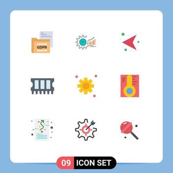 9 Flat Color concept for Websites Mobile and Apps memory left market network arrows Editable Vector Design Elements