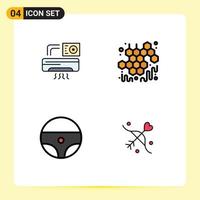 Universal Icon Symbols Group of 4 Modern Filledline Flat Colors of air steering room sweet archery Editable Vector Design Elements