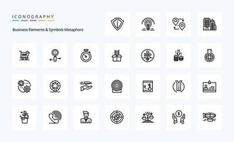 25 Business Elements And Symbols Metaphors Line icon pack vector