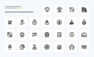 25 Business Elements And Symbols Metaphors Line icon pack vector