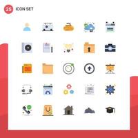 Editable Vector Line Pack of 25 Simple Flat Colors of web login curling account lock Editable Vector Design Elements