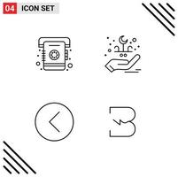 Modern Set of 4 Filledline Flat Colors and symbols such as phone media list hand multimedia Editable Vector Design Elements