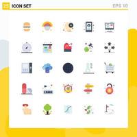 Set of 25 Modern UI Icons Symbols Signs for video user disc phone business Editable Vector Design Elements