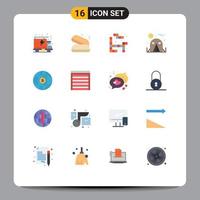 Set of 16 Modern UI Icons Symbols Signs for city dollar play internet world Editable Pack of Creative Vector Design Elements