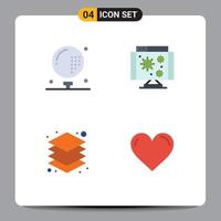 4 Universal Flat Icons Set for Web and Mobile Applications activities layer game computer server Editable Vector Design Elements