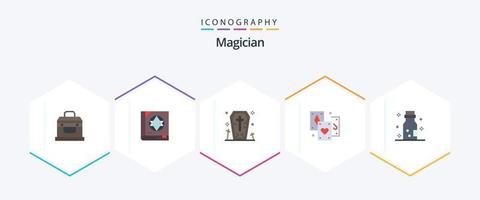 Magician 25 Flat icon pack including chemistry. tarot. coffin. magic. card vector