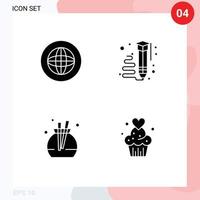 4 Thematic Vector Solid Glyphs and Editable Symbols of center write help draw perfume Editable Vector Design Elements