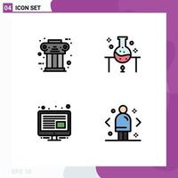 Filledline Flat Color Pack of 4 Universal Symbols of greek science lab column laboratory research management Editable Vector Design Elements