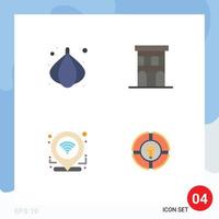 4 User Interface Flat Icon Pack of modern Signs and Symbols of food gps architecture property connection Editable Vector Design Elements