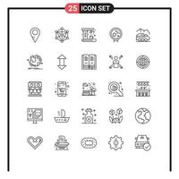 Pack of 25 Modern Lines Signs and Symbols for Web Print Media such as rover exploration coffee search viruses Editable Vector Design Elements