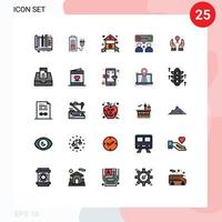 grupo de 25 signos y símbolos de colores planos de línea rellena para el trabajo en equipo nuestros elementos de diseño de vectores editables de la guardería corporativa