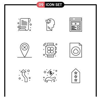 9 concepto de esquema para sitios web móviles y aplicaciones gimnasio handwatch mapa de ubicación de contenido personalizado elementos de diseño vectorial editables vector